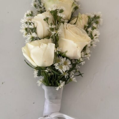 Elegant White Rose Wedding Bouquet with Local Flowers