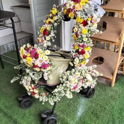Stroller Flower Decoration Rainbow Theme