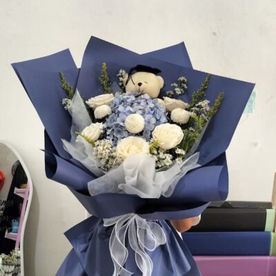 Blue on White Flower with Hydrange