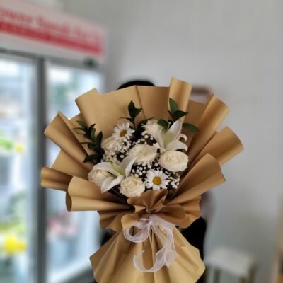 White Lily Bouquet Medium Size