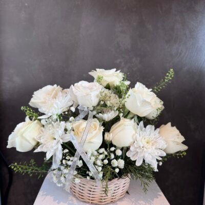 White Rose Basket