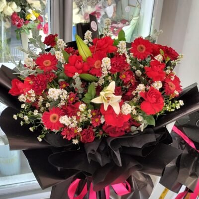 Black and Red Jumbo Flowers
